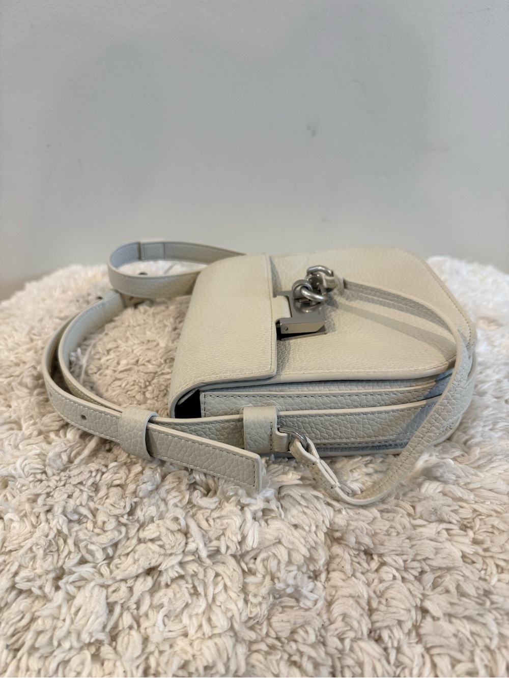 AllSaints Ida Crossbody White Pebbled Leather Bag - Picture 6 of 11